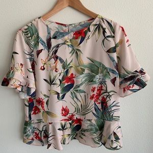 Emma & Olivia Tropical Print Blouse